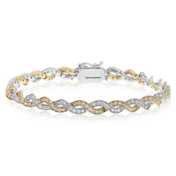 18k two tone Diamond infinity Bracelet 3.00ct