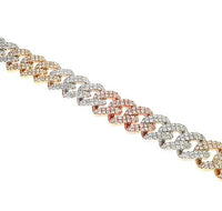 14K Tri-Color Gold Miami Cuban Diamond Bracelet 4.75ct