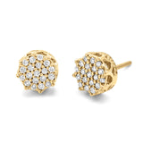 Round Diamond Cluster Stud Earrings 1/4ctw