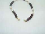 14k yellow gold garnet beads and fresh water pearls bracelet 5mm
