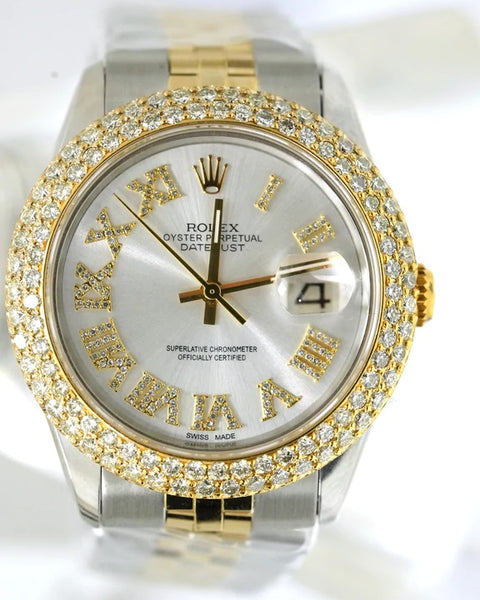 36mm ROLEX DATEJUST WHITE DIAL 18K YELLOW GOLD/STAINLESS STEEL
