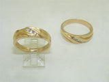 14k gold diamond swirl pattern wedding band set