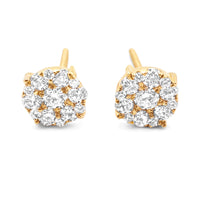 Round Diamond Cluster Stud Earrings 1/2ctw