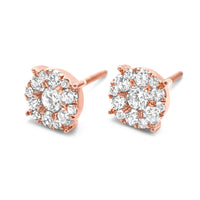 Round Diamond Cluster Stud Earrings 1.00ctw