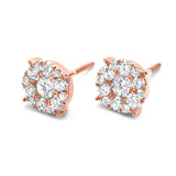 Round Diamond Cluster Stud Earrings 1.00ctw