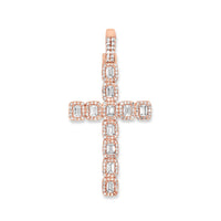 14k White Gold Baguette Diamond Cross 3.50ctw