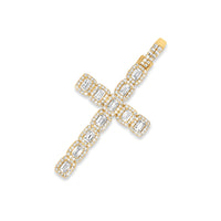14k White Gold Baguette Diamond Cross 3.50ctw