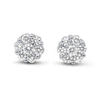 Round Diamond Cluster Stud Earrings 1.50ctw