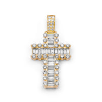 14k Yellow Gold Baguette Diamond Cross 3.24ctw