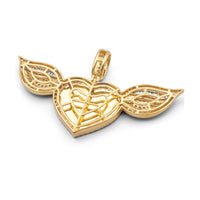 14k Yellow Gold Diamond Heart Wing Picture Pendant 3.84ctw