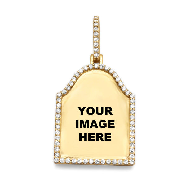 10K Gold Tombstone Picture Pendant 0.40Ctw