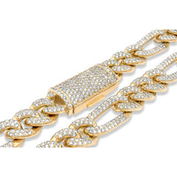 14k Gold Diamond Figaro Link Chain 18.60ctw