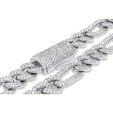 14k Gold Diamond Figaro Link Chain 18.60ctw