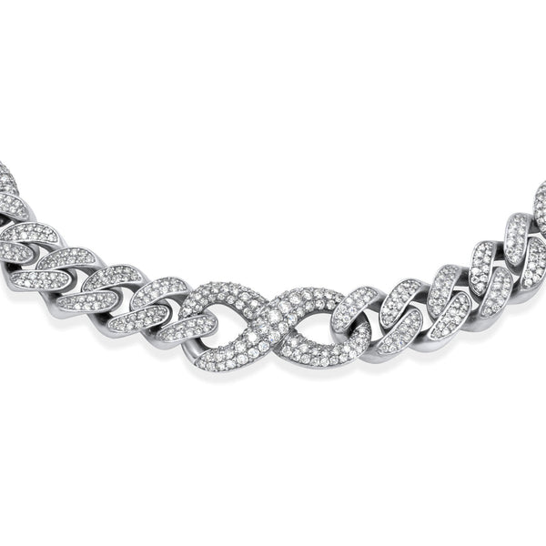 14k Two-Tone White Gold Infinity Link Chain 18.44ctw