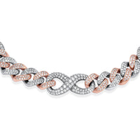 14k Two-Tone White/Rose Gold Infinity Link Chain 18.44ctw