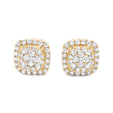 14k Gold Diamond Square Cushion Cluster Earrings 0.25ctw