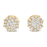 Round Diamond Cluster Stud Earrings  0.82ctw