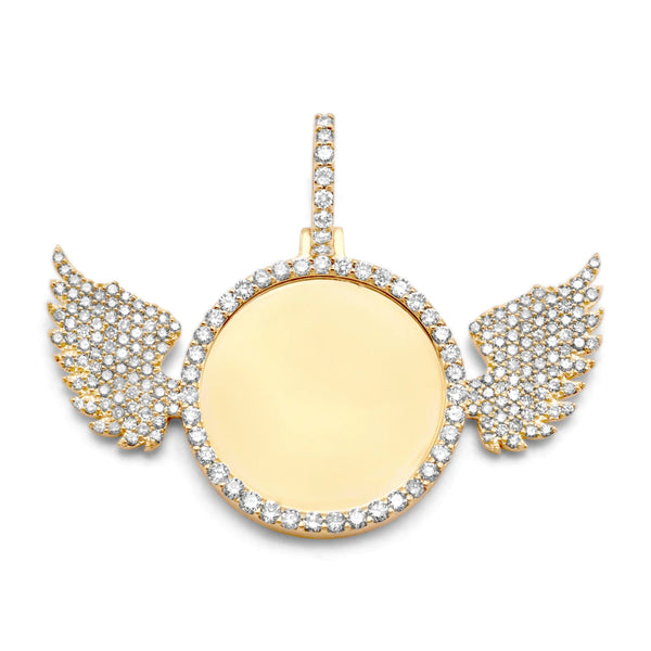 10K Yellow Gold Wings Picture Pendant 2.05ctw