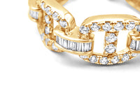 Yellow Gold Baguette Diamond Hermes Link Ring 2.42ctw