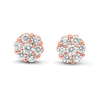 Round Diamond Cluster Stud Earrings 1.10ctw