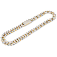 14k Solid Gold Two-Tone Diamond Prong Link Cuban Chain 34.25ctw